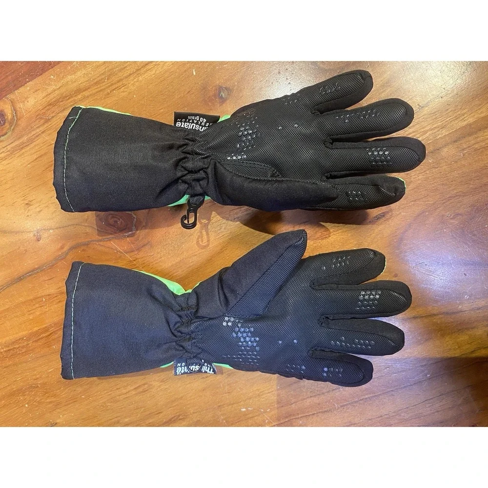 Boys Green & Black Thinsulate Snow & Ski Winter‎ Gloves XS/S Joe Boxer